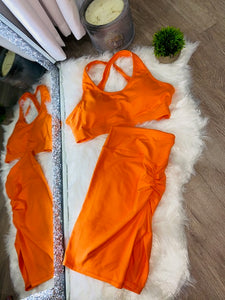 orange Bike Shorts Set