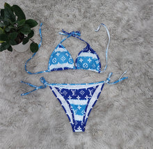 Load image into Gallery viewer, Blue and white bikini
